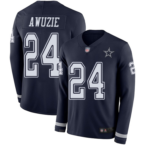 Men Dallas Cowboys Limited Navy Blue Chidobe Awuzie #24 Therma Long Sleeve NFL Jersey->dallas cowboys->NFL Jersey